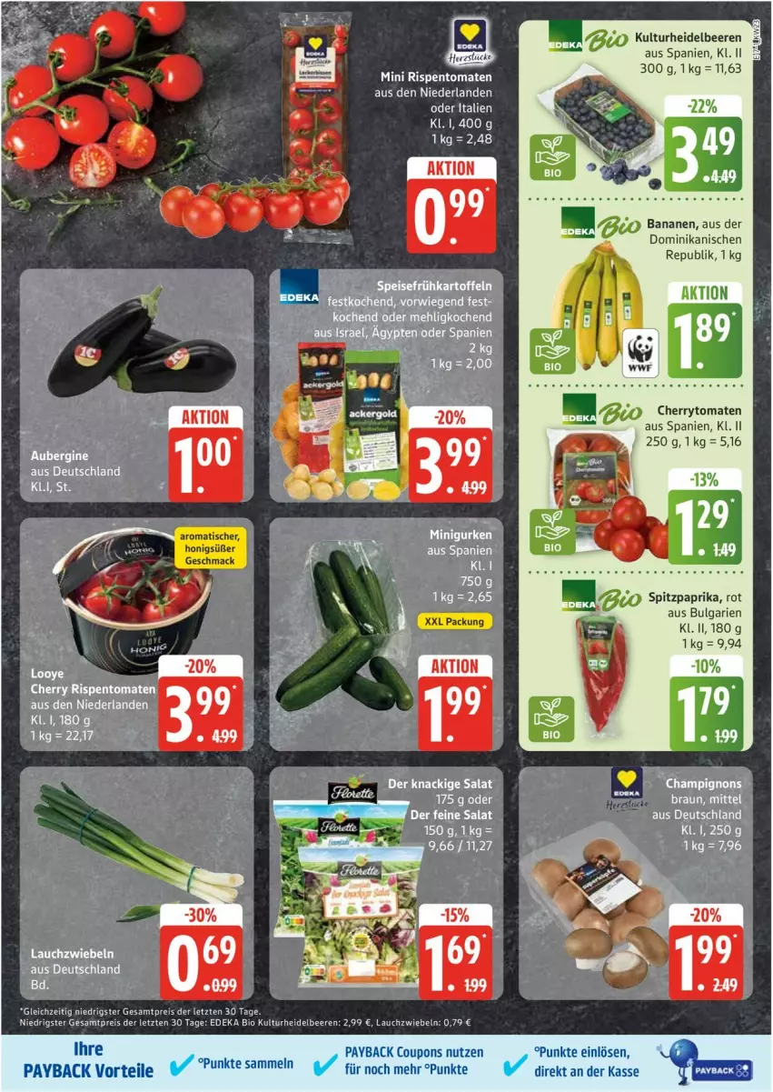 Aktueller Prospekt Edeka - Prospekte - von 02.06 bis 07.06.2025 - strona 7 - produkty: beere, beeren, bio, braun, champignon, champignons, cherrytomaten, coupon, coupons, deka, edeka bio, eis, heidelbeere, heidelbeeren, honig, Lauchzwiebel, lauchzwiebeln, LG, mac, paprika, payback, reis, rispentomaten, salat, Spitzpaprika, Ti, tisch, tomate, tomaten, ZTE, zwiebel, zwiebeln