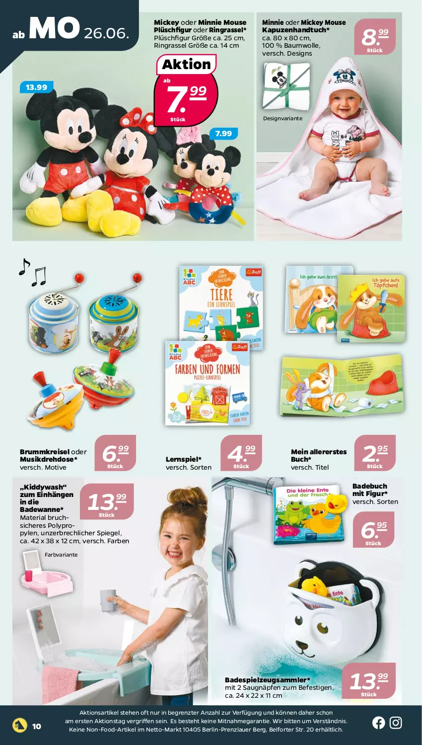 Aktueller Prospekt Netto - Woche 26 - von 26.06 bis 01.07.2023 - strona 10 - produkty: auer, Bad, Badewanne, Bau, baumwolle, buch, eis, handtuch, Lernspiel, Plüsch, reis, Ria, ring, rum, spiegel, spielzeug, Ti, tuc, Wanne, wolle, ZTE