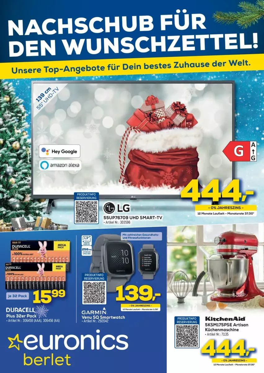 Aktueller Prospekt Euronics - Prospekte - von 15.12 bis 22.12.2021 - strona 1 - produkty: alexa, amazon alexa, KitchenAid, küche, Küchen, küchenmaschine, Ti, uhd