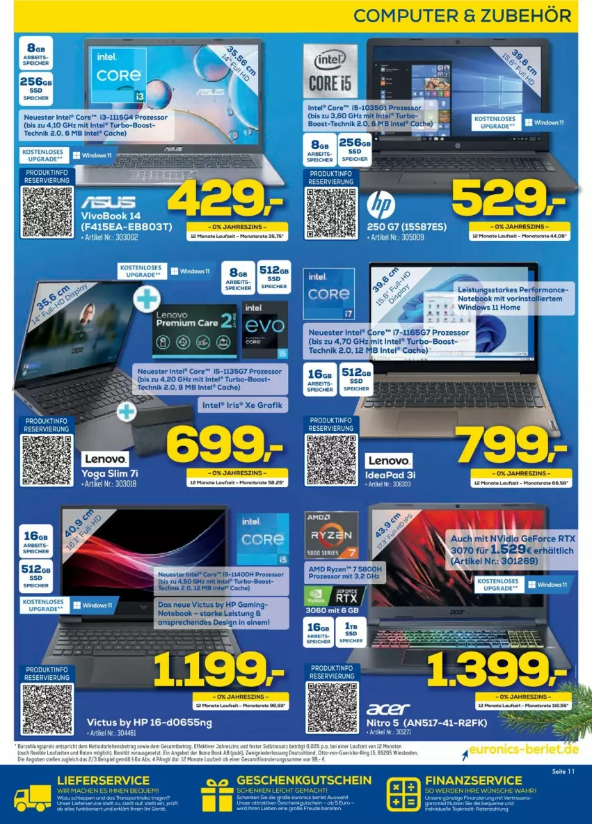 Aktueller Prospekt Euronics - Prospekte - von 15.12 bis 22.12.2021 - strona 11 - produkty: angebot, eis, geforce, HP, Intel, lenovo, notebook, nvidia, nvidia geforce, rtx, Ti