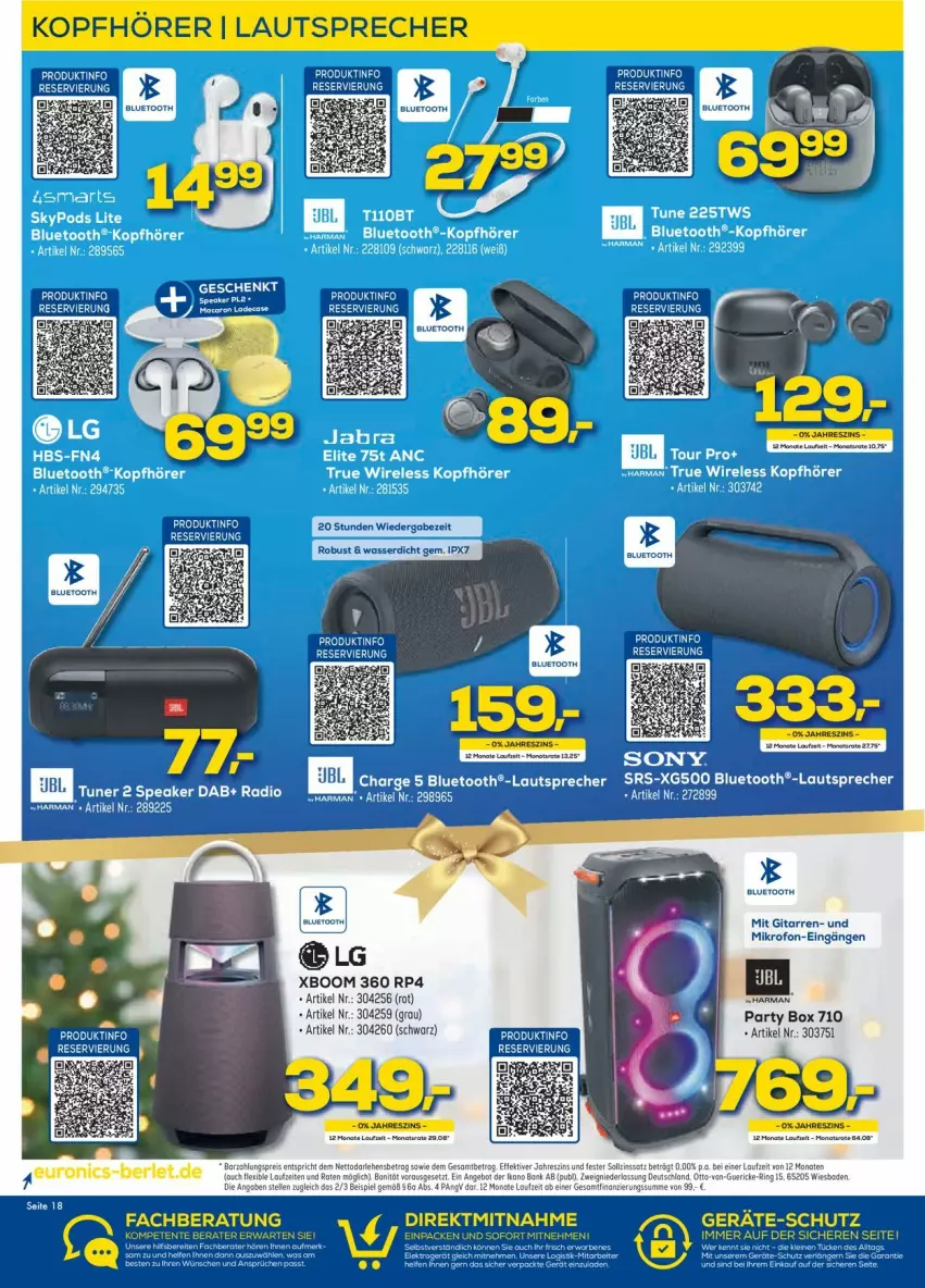 Aktueller Prospekt Euronics - Prospekte - von 15.12 bis 22.12.2021 - strona 18 - produkty: Bad, bluetooth®-lautsprecher, eis, ente, harman, kopfhörer, lautsprecher, LG, Pods, Radio, reis, ring, Ti, tuner, wasser