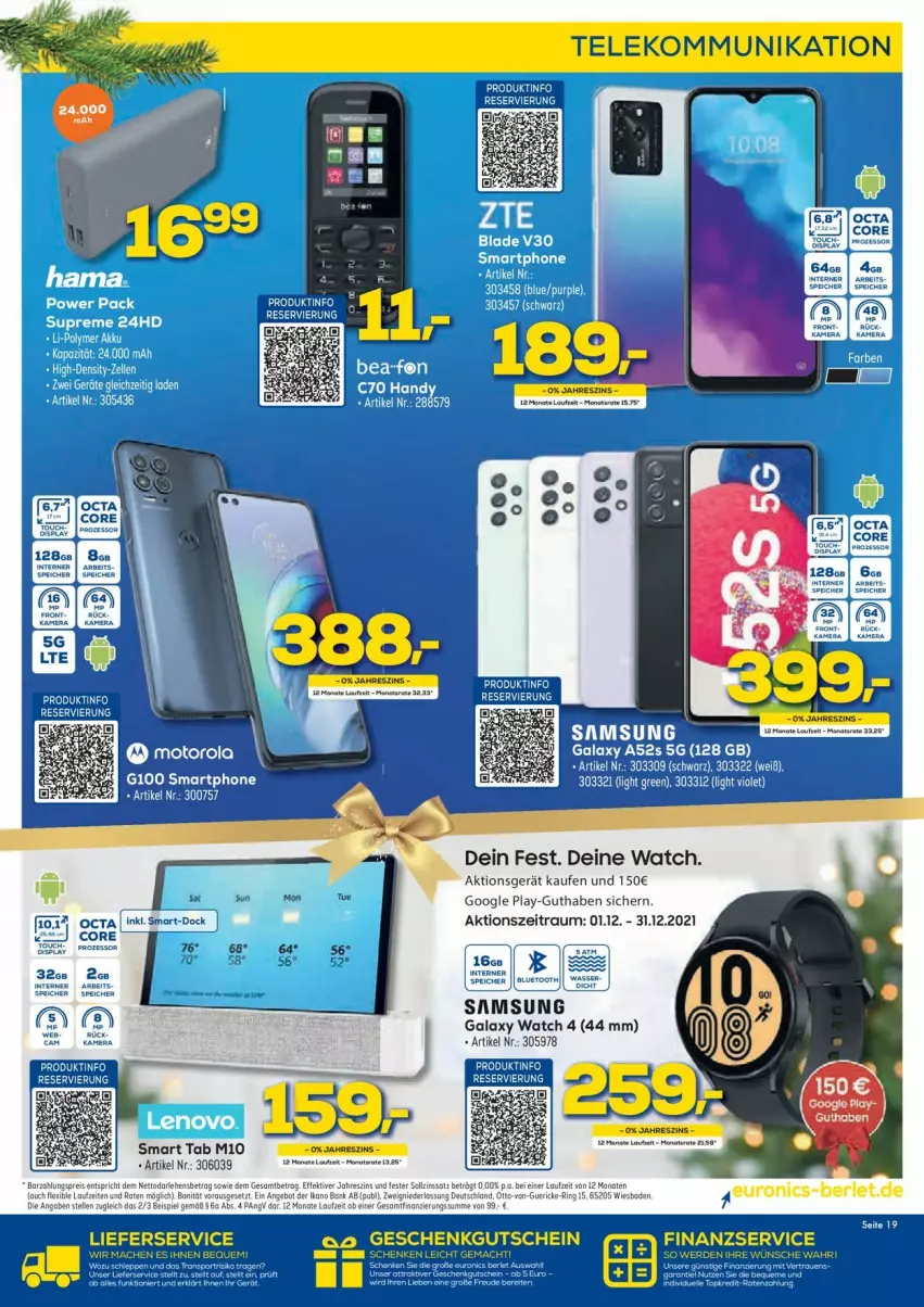 Aktueller Prospekt Euronics - Prospekte - von 15.12 bis 22.12.2021 - strona 19 - produkty: angebot, Bad, Bank, eis, google play, Hefe, kamera, reis, ring, sac, Samsung, Ti