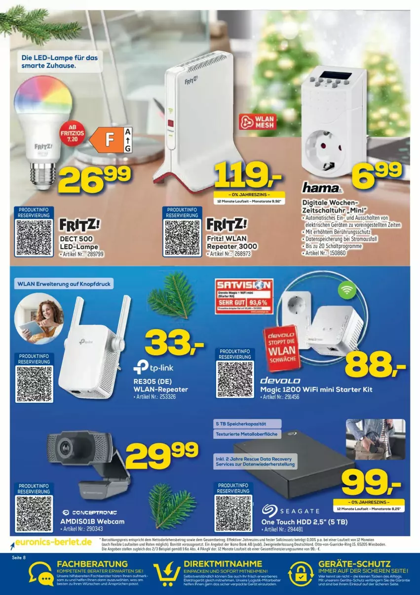 Aktueller Prospekt Euronics - Prospekte - von 15.12 bis 22.12.2021 - strona 8 - produkty: Bad, Bank, eier, eis, elle, fritz, Lampe, reis, ring, tee, Ti