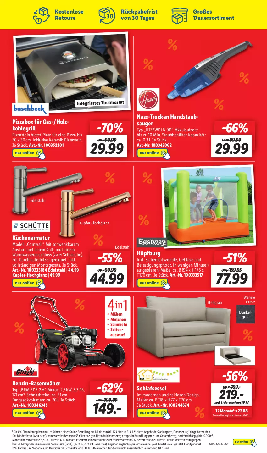 Aktueller Prospekt Lidl - Wochen-Highlights im Onlineshop - von 15.01 bis 21.01.2024 - strona 3 - produkty: akku, armatur, auer, Behälter, Brei, dell, edelstahl, eis, erde, grill, handstaubsauger, hochglanz, Holz, holzkohle, holzkohlegrill, Hüpfburg, Kohlegrill, korb, küche, Küchen, LG, Mode, pizza, rasen, rasenmäher, reis, sac, schläuche, sessel, staubsauger, thermostat, Ti, wasser