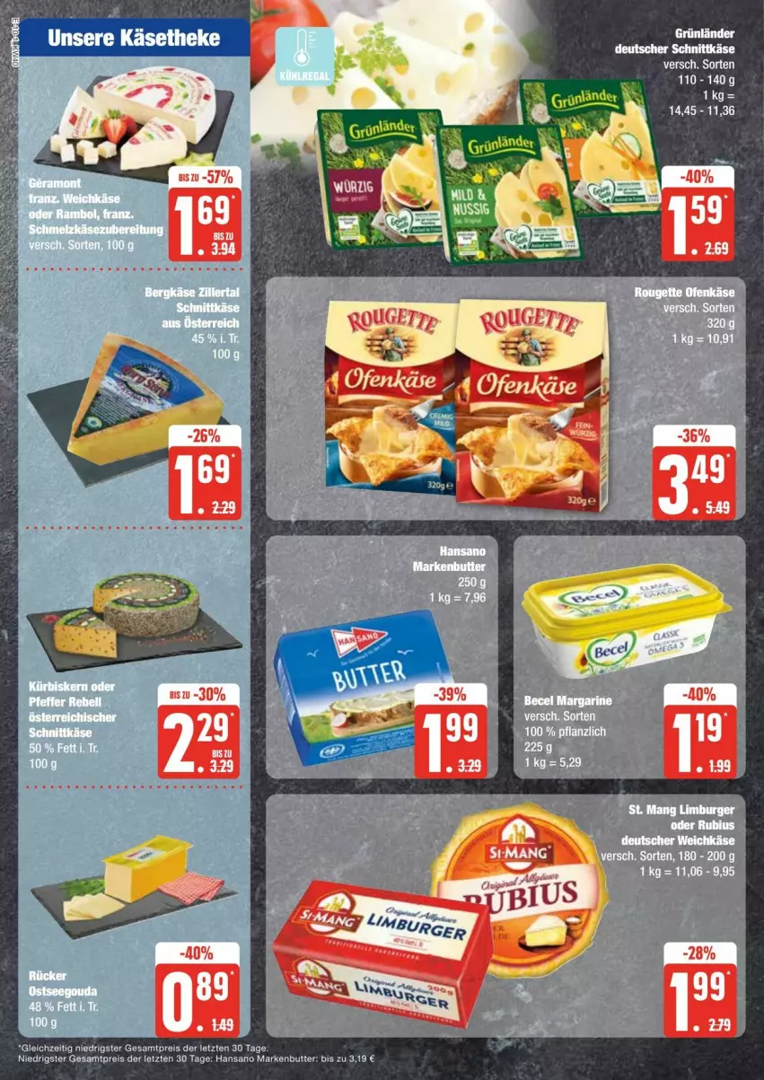 Aktueller Prospekt Edeka - Prospekte - von 28.09 bis 05.10.2024 - strona 10 - produkty: burger, butter, eis, grünländer, Käse, käsetheke, Limburger, markenbutter, reis, St. Mang, ZTE