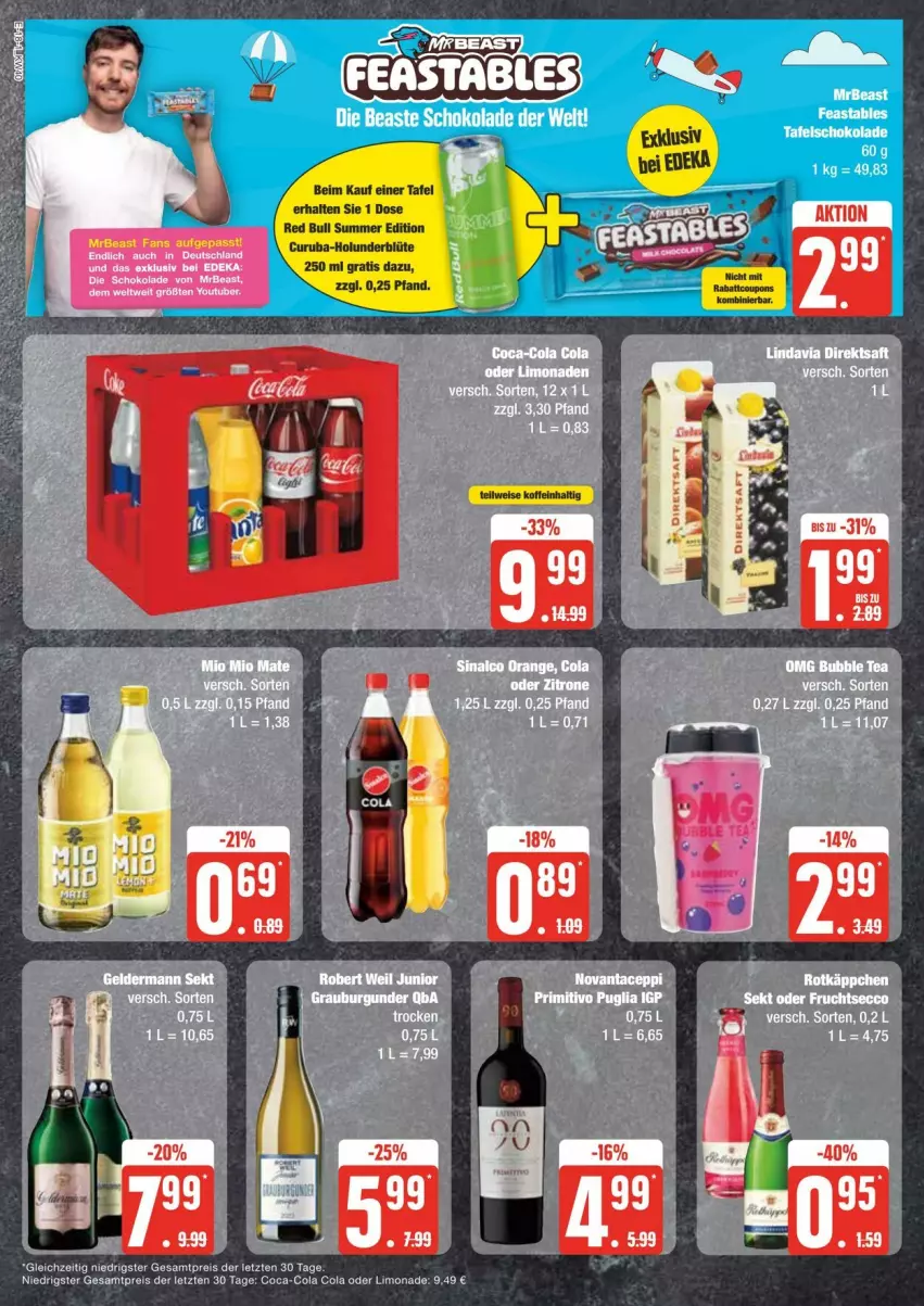 Aktueller Prospekt Edeka - Prospekte - von 28.09 bis 05.10.2024 - strona 18 - produkty: Blüte, coca-cola, cola, eis, holunder, holunderblüte, limo, limonade, red bull, reis, schoko, schokolade, tafelschokolade, Ti, ZTE