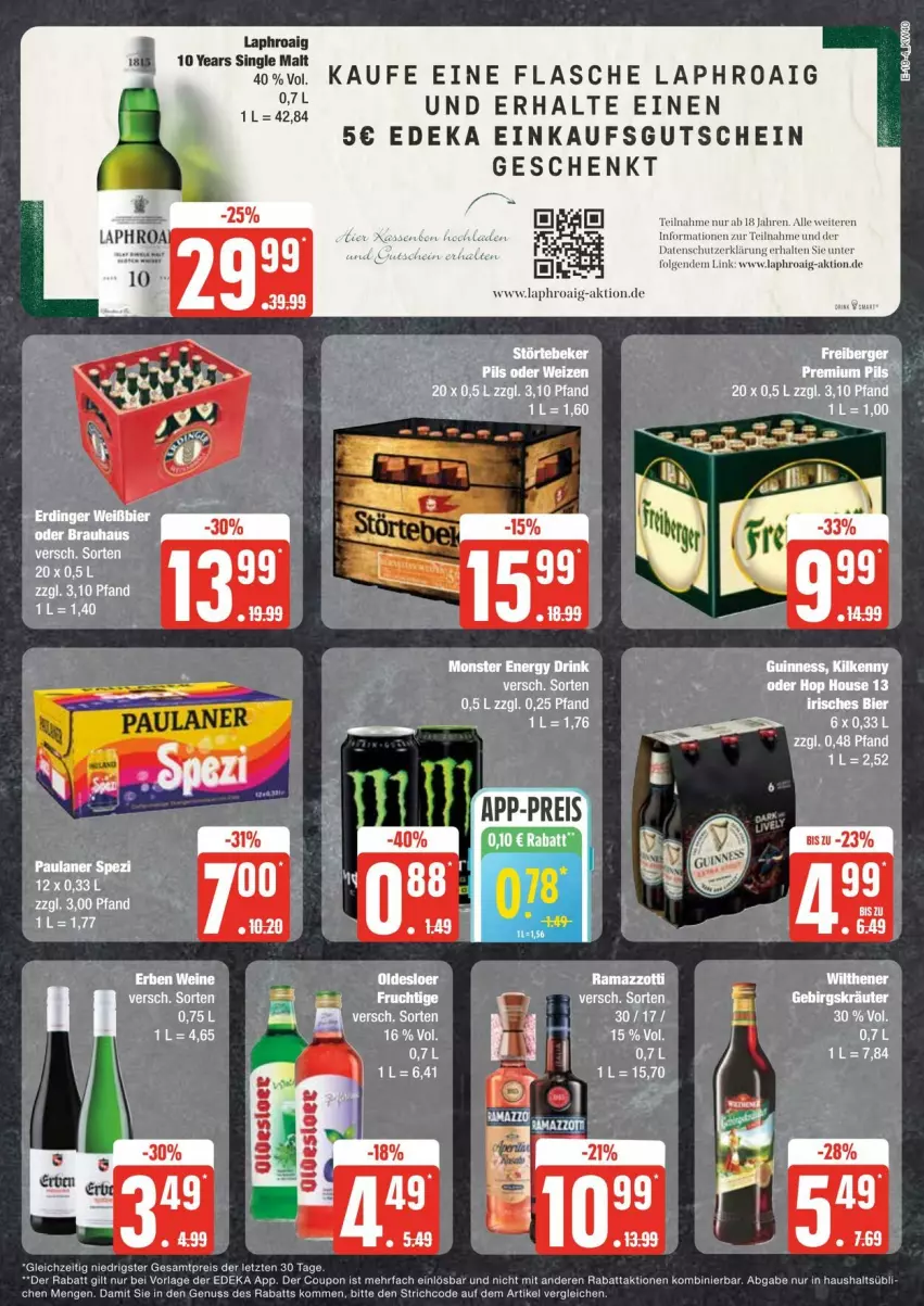 Aktueller Prospekt Edeka - Prospekte - von 28.09 bis 05.10.2024 - strona 19 - produkty: bier, coupon, deka, eis, flasche, Guinness, gutschein, Kilkenny, laphroaig, nuss, reis, single malt, Ti, ZTE