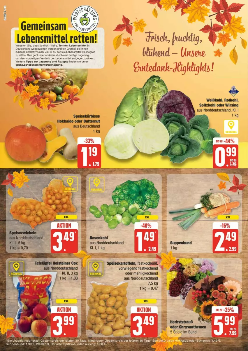 Aktueller Prospekt Edeka - Prospekte - von 28.09 bis 05.10.2024 - strona 4 - produkty: butter, eis, erde, Kürbis, lebensmittel, mehl, reis, rezept, rezepte, rotkohl, spitzkohl, tee, Ti, Weißkohl, Wirsing, ZTE