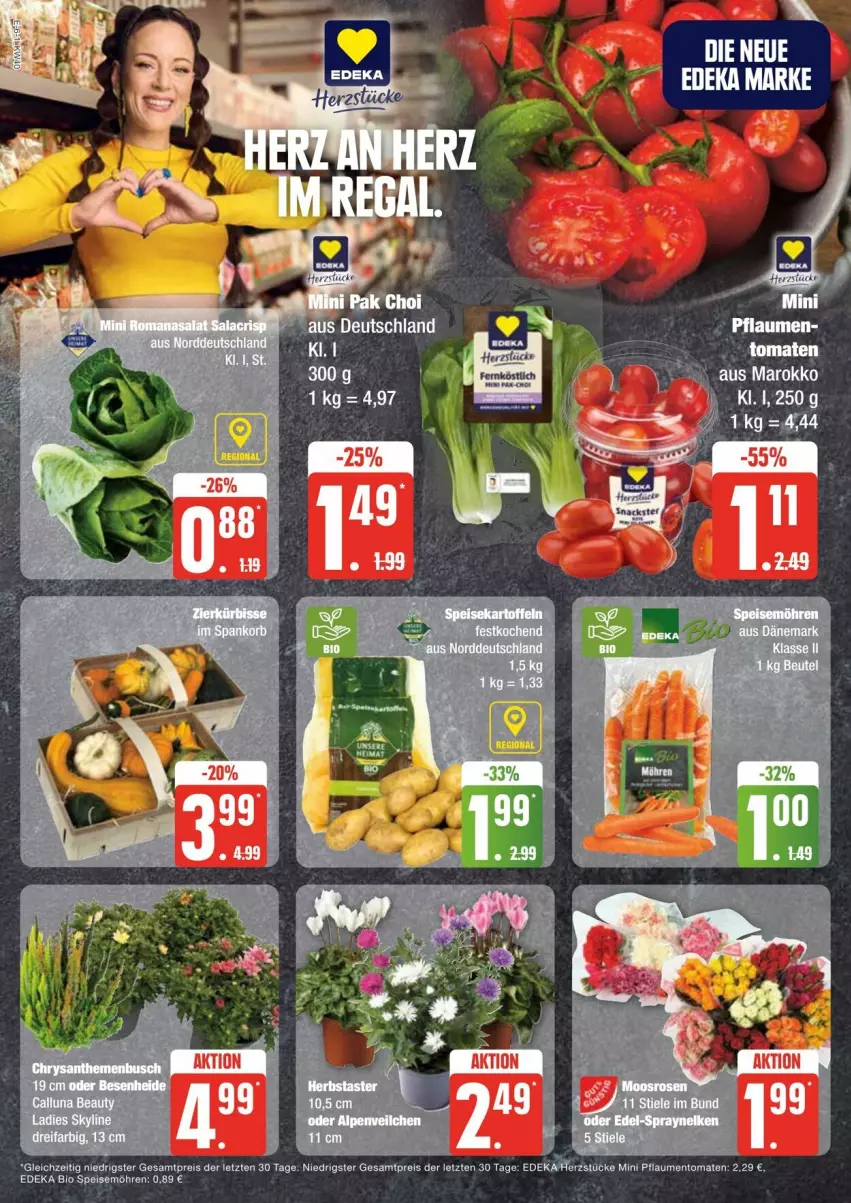 Aktueller Prospekt Edeka - Prospekte - von 28.09 bis 05.10.2024 - strona 6 - produkty: bio, chrysanthemen, deka, edeka bio, eis, möhren, pflaume, pflaumen, reis, speisemöhren, Ti, tomate, tomaten, ZTE