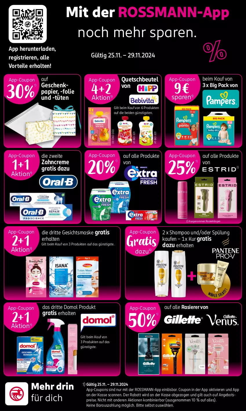 Aktueller Prospekt Rossmann - Prospekte - von 25.11 bis 29.11.2024 - strona 12 - produkty: angebot, angebotspreis, aust, Bau, beutel, bio, coupon, coupons, creme, Domol, eis, Geschenkpapier, Gesichtsmaske, Maske, papier, quetschbeutel, rasierer, Rasierklinge, rasierklingen, reis, shampoo, spülung, Ti, Tüte, zahncreme