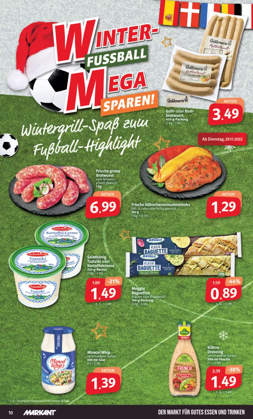 Aktueller Prospekt Markant - Prospekte - von 28.11 bis 03.12.2022 - strona 10 - produkty: Becher, bratwurst, creme, ente, flasche, gewürz, kartoffel, knoblauch, kräuter, Kühne, salat, Ti, wurst