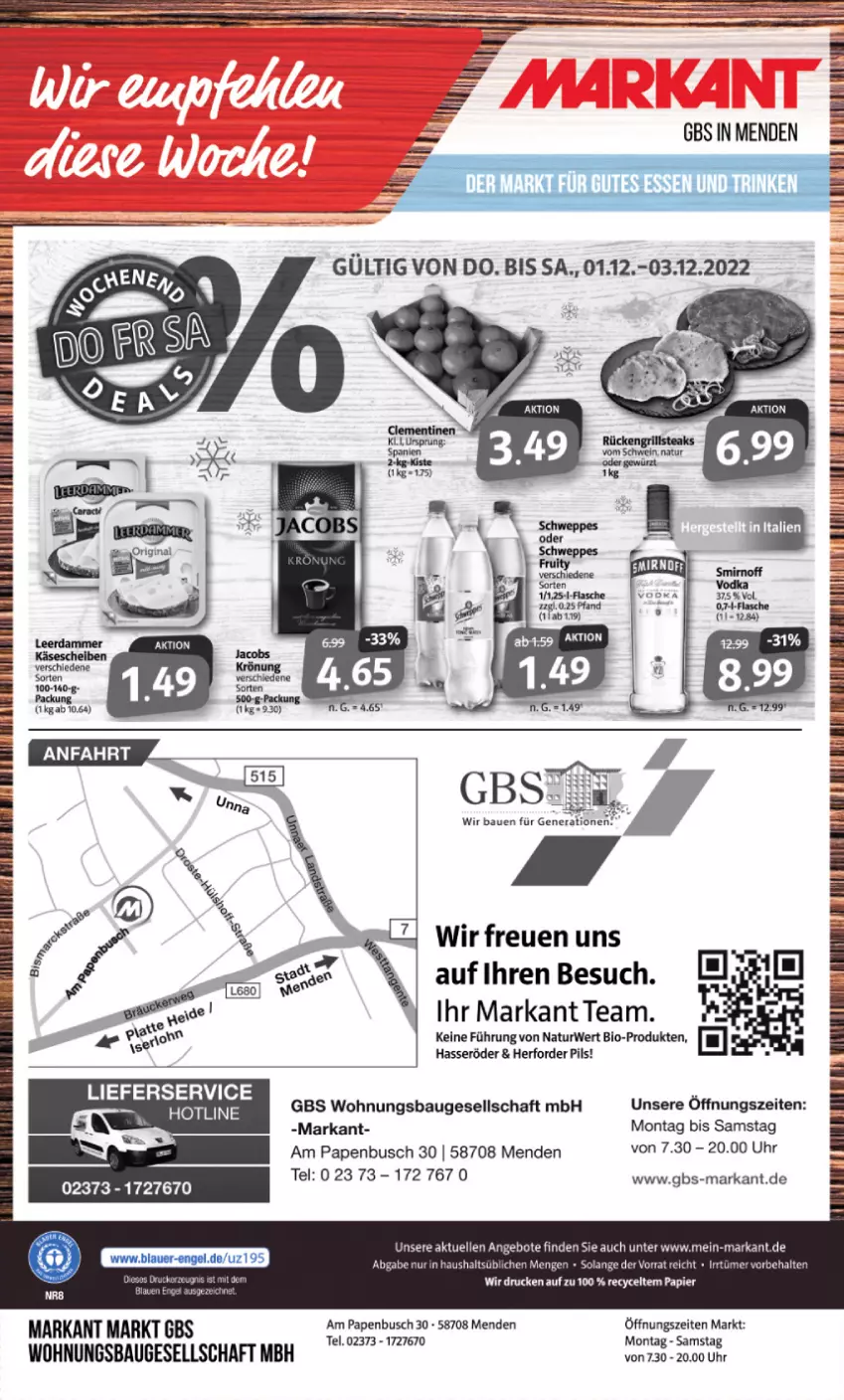 Aktueller Prospekt Markant - Prospekte - von 28.11 bis 03.12.2022 - strona 16 - produkty: angebot, angebote, Bau, bio, brie, clementinen, elle, hasseröder, lieferservice, natur, pils, rwe, Ti, uhr