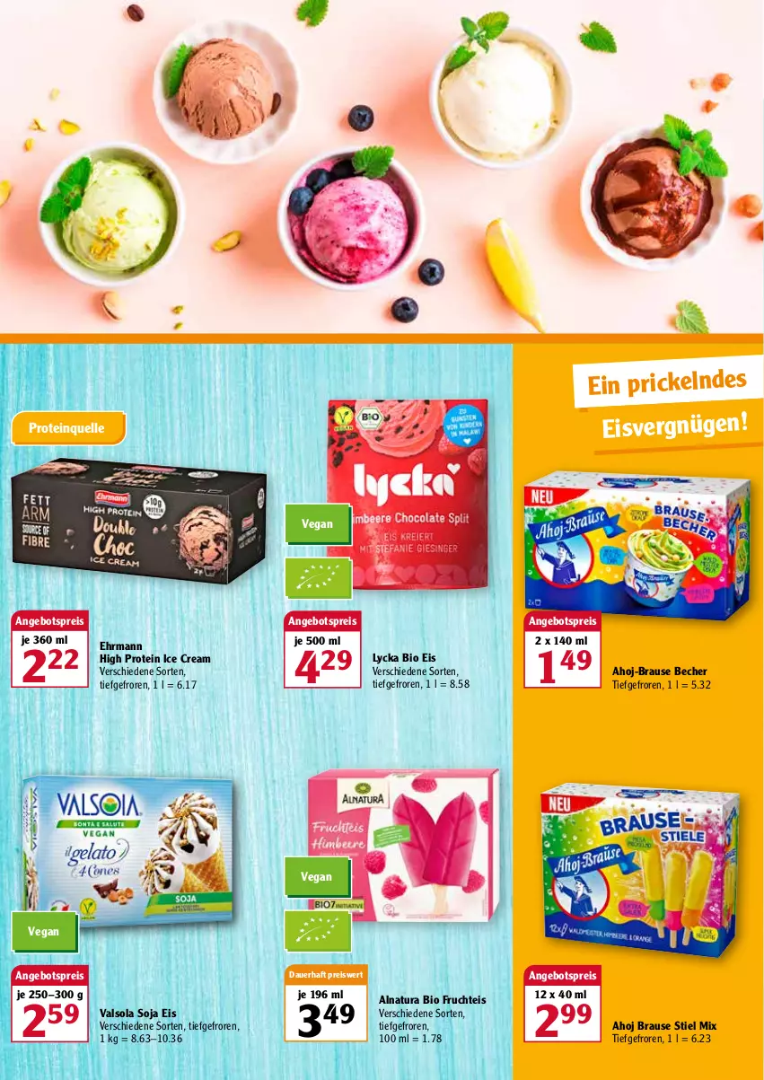 Aktueller Prospekt Globus - Prospekte - von 25.04 bis 30.04.2022 - strona 3 - produkty: ahoj-brause, angebot, angebotspreis, auer, Becher, bio, brause, ehrmann, eis, elle, frucht, natur, natura, reis, soja, Ti