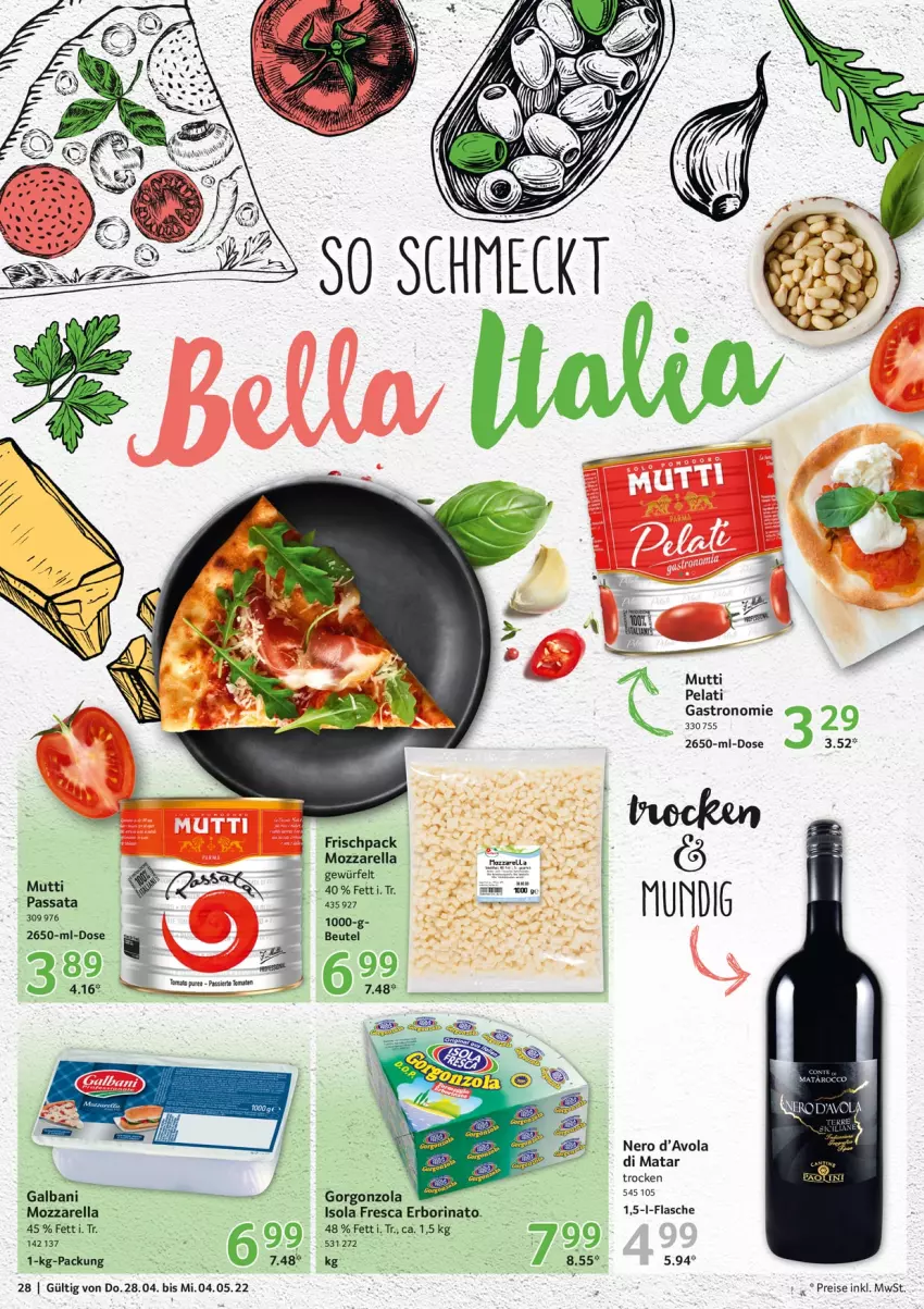 Aktueller Prospekt Selgros - Food - von 28.04 bis 04.05.2022 - strona 28 - produkty: beutel, eis, flasche, gorgonzola, HP, mozzarella, Mutti, nero, reis, rel, Ti, würfel