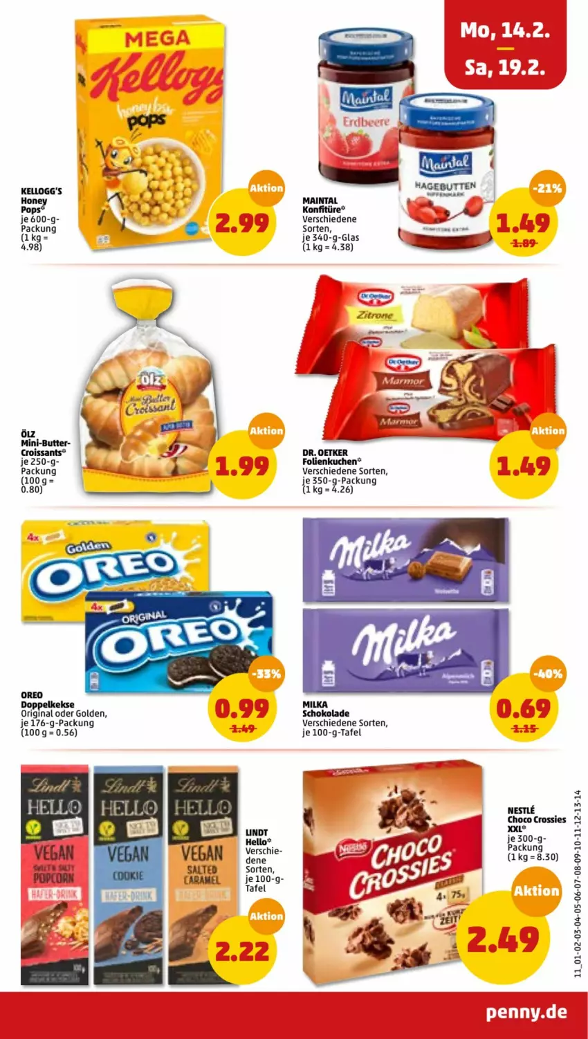 Aktueller Prospekt Penny - Prospekte - von 14.02 bis 19.02.2022 - strona 11 - produkty: butter, choco crossies, Croissant, croissants, crossies, Doppelkekse, Dr. Oetker, gin, keks, kekse, konfitüre, kuchen, milka, schoko, schokolade