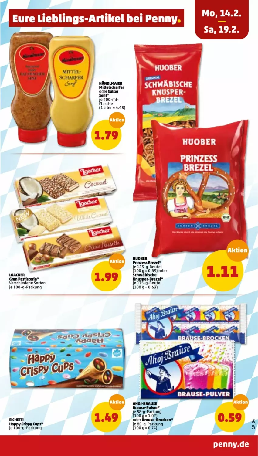 Aktueller Prospekt Penny - Prospekte - von 14.02 bis 19.02.2022 - strona 19 - produkty: asti, beutel, brause, brezel, Brock, flasche, händlmaier, huober, Ria, senf, Ti