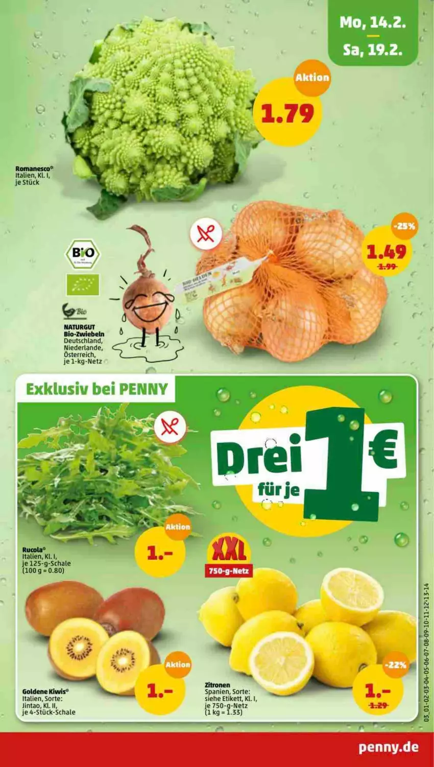 Aktueller Prospekt Penny - Prospekte - von 14.02 bis 19.02.2022 - strona 3 - produkty: bio, kiwi, Schal, Schale, Ti, zwiebel, zwiebeln