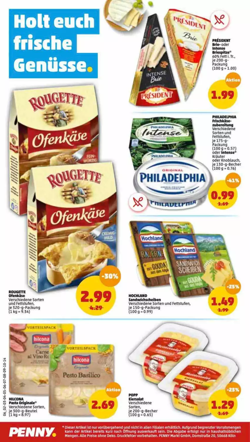 Aktueller Prospekt Penny - Prospekte - von 14.02 bis 19.02.2022 - strona 6 - produkty: aeg, Becher, beutel, brie, eier, eiersalat, eis, frischkäse, gin, hilcona, hochland, Käse, knoblauch, Kraut, Ofen, Ofenkäse, pasta, philadelphia, Popp, reis, rouge, rougette, rum, salat, sandwich, Ti, ZTE