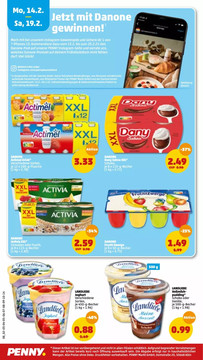 Aktueller Prospekt Penny - Prospekte - von 14.02 bis 19.02.2022 - strona 8 - produkty: Becher, eis, joghur, joghurt, landliebe, LG, pudding, reis, schoko, Ti, vanille, ZTE