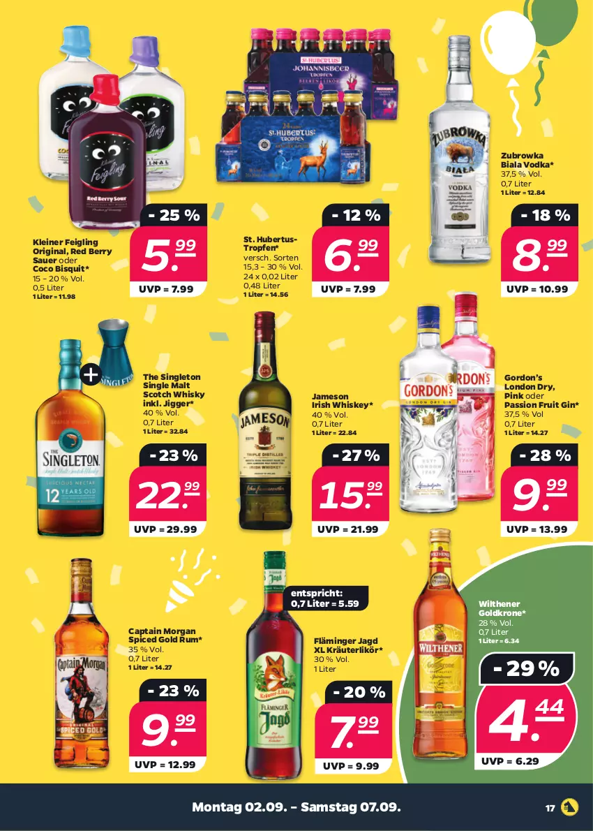 Aktueller Prospekt Netto - Woche 36 - von 02.09 bis 07.09.2024 - strona 17 - produkty: auer, Cap, captain morgan, gin, goldkrone, gordon, Gordon’s, irish whiskey, jameson, kleiner feigling, kräuter, kräuterlikör, krone, leine, likör, london dry, rum, scotch, scotch whisky, single malt, vodka, whiskey, whisky, wilthener, Wilthener Goldkrone