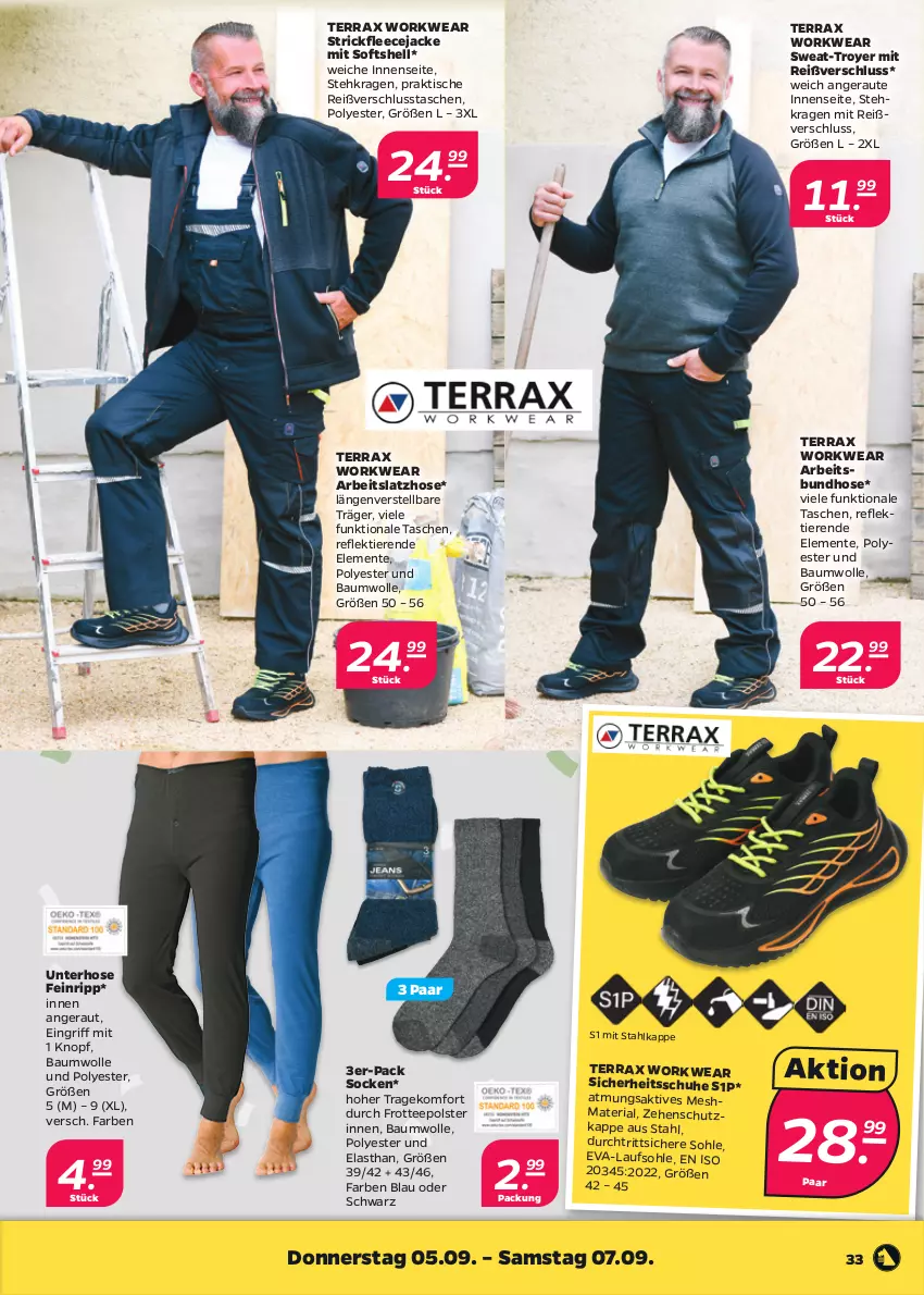 Aktueller Prospekt Netto - Woche 36 - von 02.09 bis 07.09.2024 - strona 33 - produkty: Bau, baumwolle, ente, Fleecejacke, hose, Jacke, Latzhose, Ria, schuhe, socken, Strickfleecejacke, Tasche, taschen, tee, Ti, Tiere, tisch, wolle