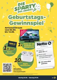 Gazetka promocyjna Netto - Woche 36 - Gazetka - ważna od 07.09 do 07.09.2024 - strona 9 - produkty: Android TV, Apple, Apple AirPods, Apple AirPods Pro, gewinnspiel, gutschein, gutscheine, nokia, Pods, Spiele, Ti