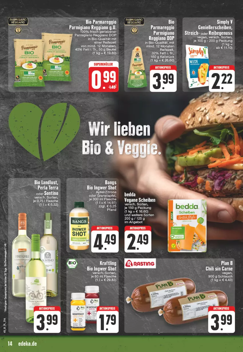 Aktueller Prospekt E Center - Angebote der Woche - von 02.10 bis 07.10.2023 - strona 14 - produkty: aktionspreis, angebot, asti, beutel, bio, chili, eis, flasche, HP, ingwer, nuss, parmigiano, parmigiano reggiano, reggiano, reis, schlauch, sim, Ti, ZTE