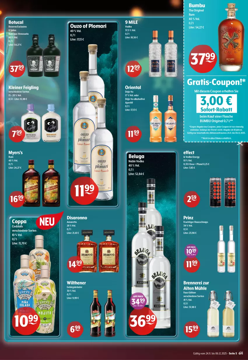 Aktueller Prospekt Getraenke Hoffmann - Prospekte - von 24.11 bis 06.12.2025 - strona 5 - produkty: aeg, bett, Betten, Bumbu, cocktail, cocktails, coupon, Effect, elle, frucht, gin, kräuter, LG, ouzo, rum, saro, sofort-rabatt, tee, teller, Ti, Tiere, tuc, vodka