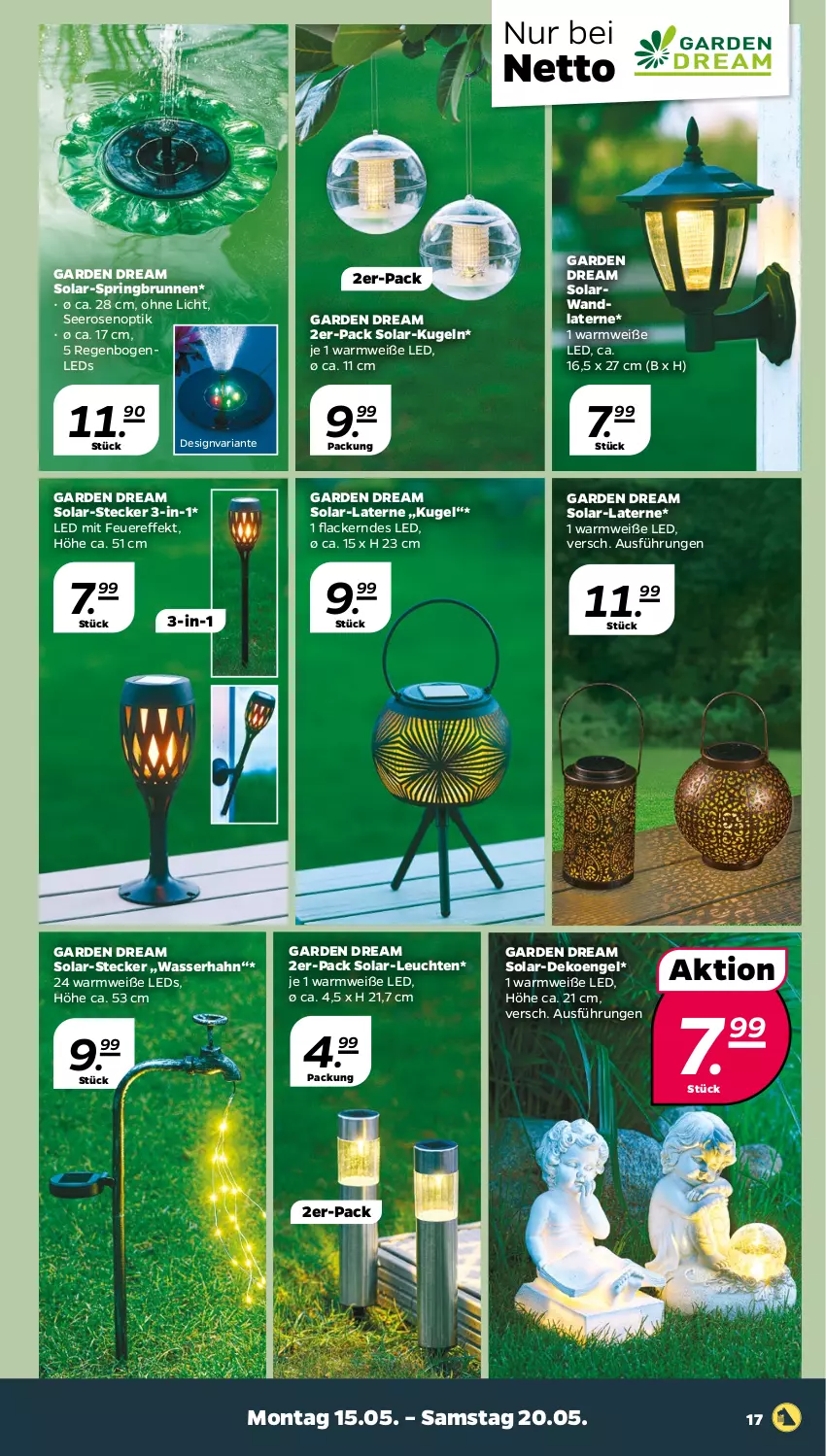 Aktueller Prospekt Netto - Woche 20 - von 15.05 bis 20.05.2023 - strona 17 - produkty: brunnen, Engel, Kugel, lack, Lacke, laterne, leds, Leuchte, leuchten, Ria, ring, rosen, Ti, wasser