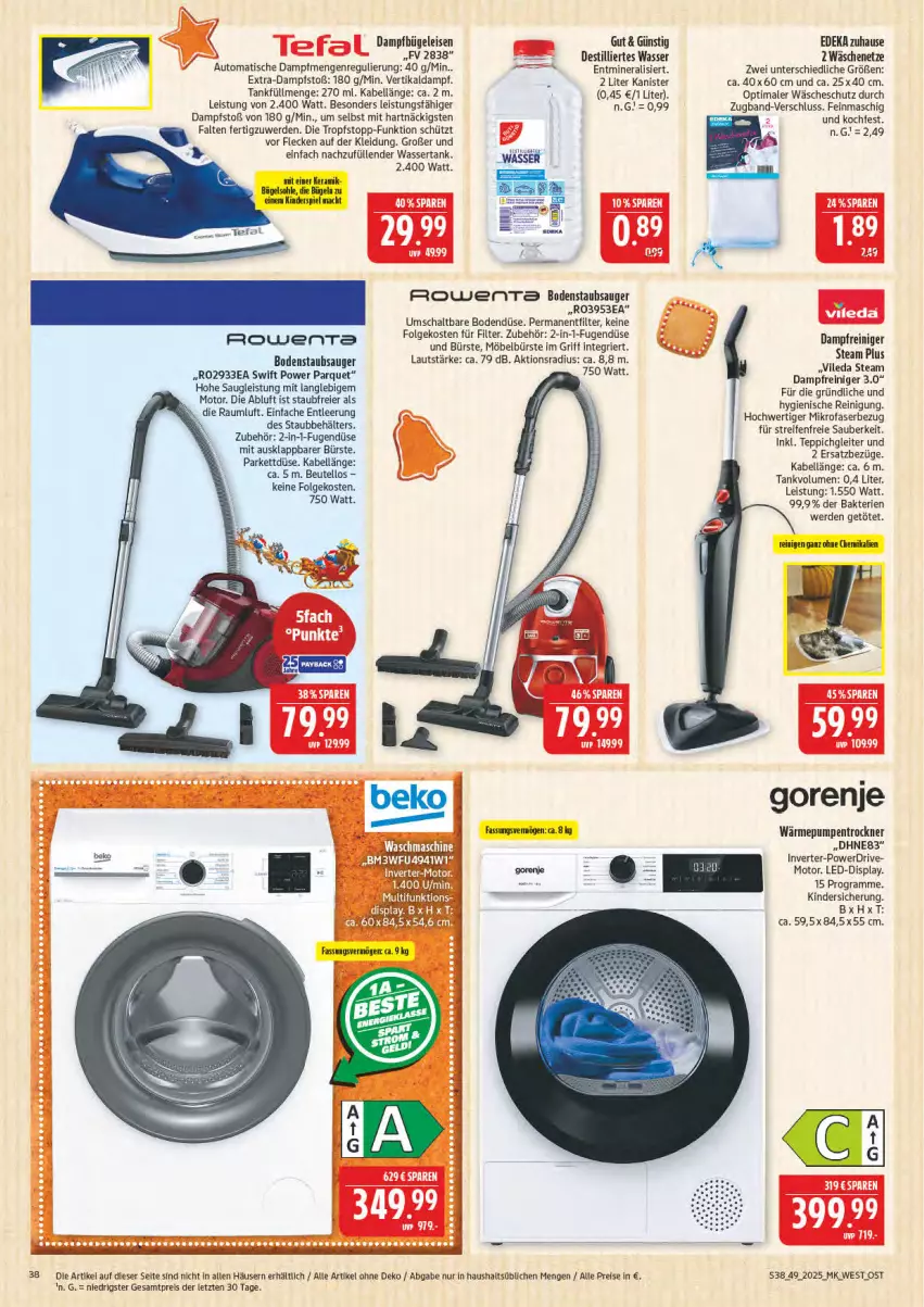 Aktueller Prospekt Marktkauf - Prospekt - von 30.11 bis 06.12.2025 - strona 38 - produkty: auto, Behälter, beutel, bodenstaubsauger, bügel, Bügeleisen, bürste, dampfbügeleisen, dampfreiniger, deka, eier, eis, erde, gorenje, Kinder, Kinderspiel, kleid, Kleidung, LG, mac, mikrofaser, möbel, reifen, reiniger, Reinigung, reis, rowenta, Schal, staubsauger, teppich, Ti, tisch, Trockner, umschaltbare bodendüse, vileda, wärmepumpentrockner, wasser, wassertank, ZTE