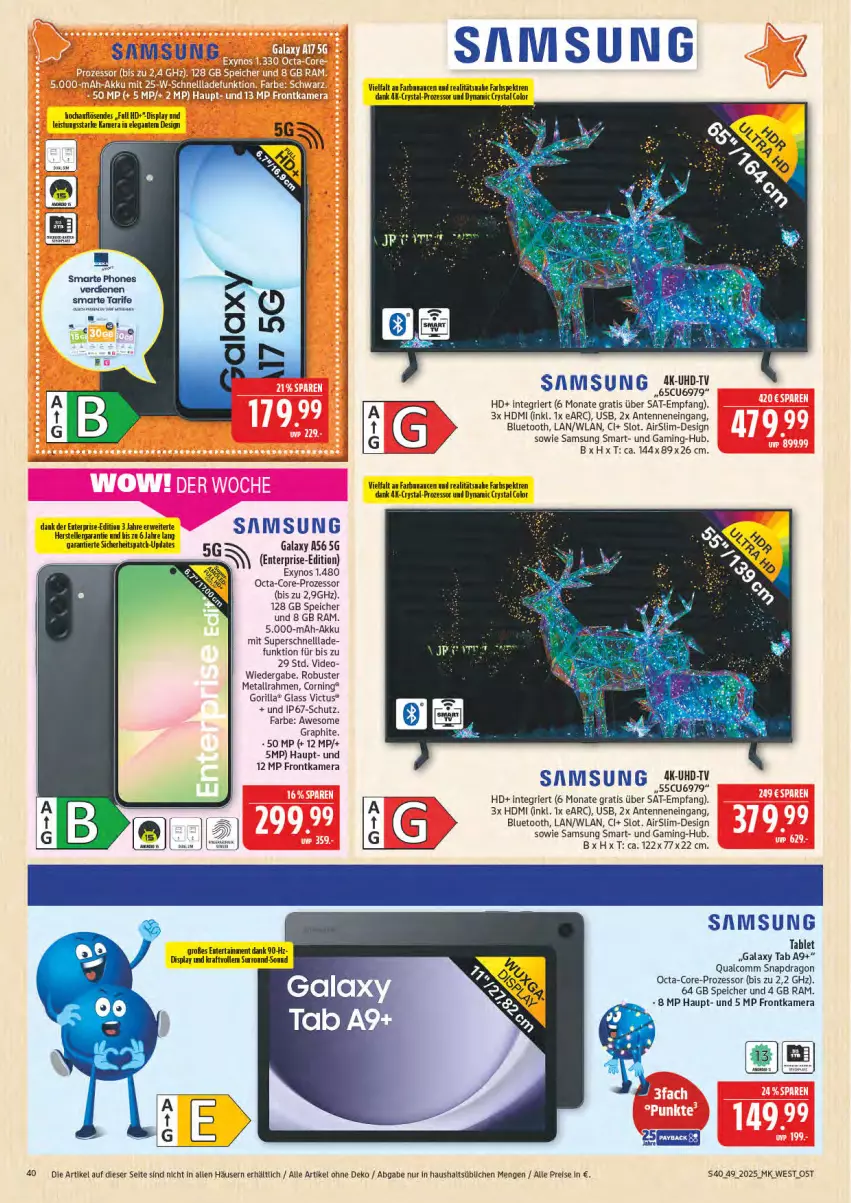 Aktueller Prospekt Marktkauf - Prospekt - von 30.11 bis 06.12.2025 - strona 40 - produkty: akku, deo, eis, elle, ente, frontkamera, HDMI, kamera, kraft, Nuance, reis, rwe, Samsung, tablet, teller, Ti, usb