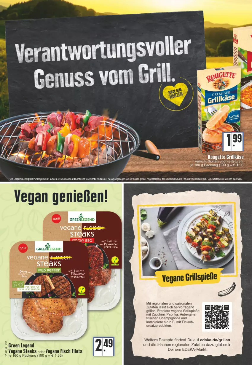 Aktueller Prospekt Edeka - Angebote der Woche - von 25.04 bis 30.04.2022 - strona 12 - produkty: aubergine, bier, Biere, champignon, champignons, deka, eis, filet, filets, fisch, fleisch, gin, grill, Grillkäse, Grillspieße, Käse, paprika, rezept, rezepte, rouge, rougette, steak, steaks, Ti, zucchini