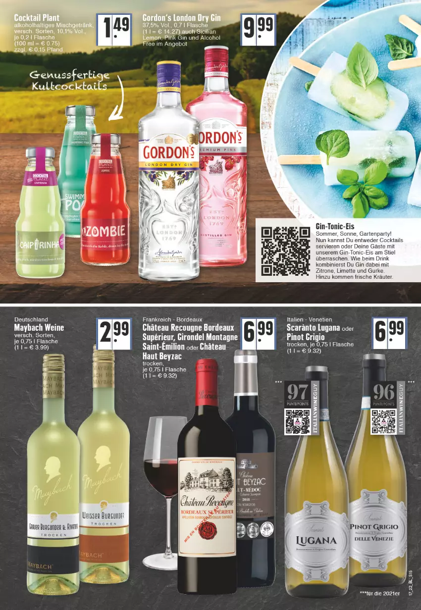 Aktueller Prospekt Edeka - Angebote der Woche - von 25.04 bis 30.04.2022 - strona 15 - produkty: alkohol, angebot, cocktail, cocktails, dell, drink, eis, elle, flasche, Garten, gin, gordon, gurke, kräuter, limette, maybach, Mett, nuss, Pinot, pinot grigio, Ti, tonic, wein, weine, zitrone