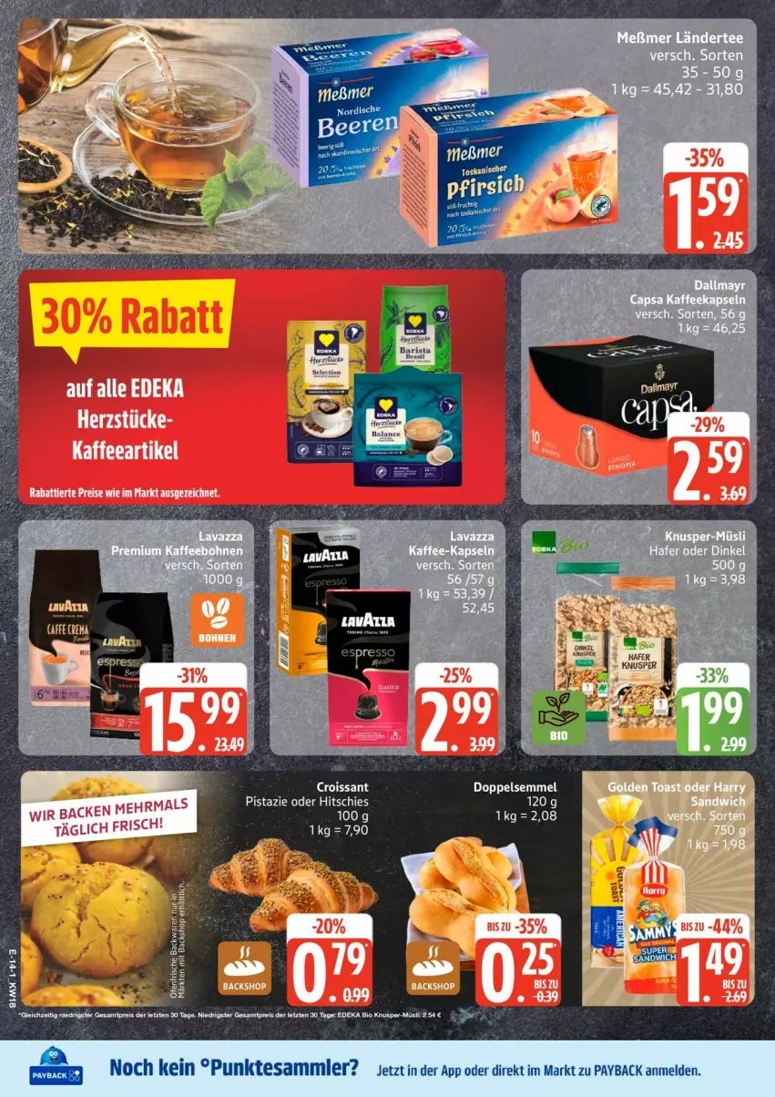 Aktueller Prospekt Edeka - Prospekte - von 27.04 bis 02.05.2026 - strona 16 - produkty: Croissant, hafer, Meßmer, payback, Semmel, tesa