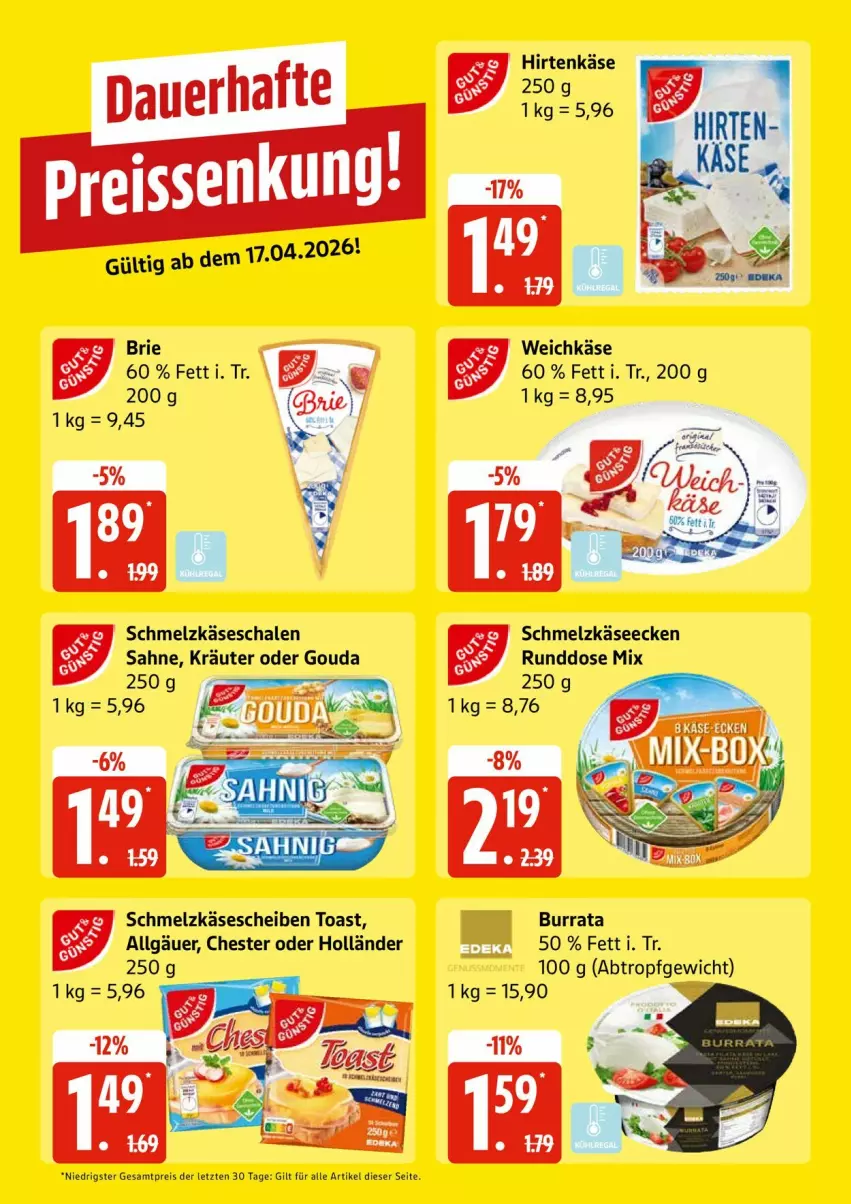 Aktueller Prospekt Edeka - Prospekte - von 27.04 bis 02.05.2026 - strona 27 - produkty: Burrata, eis, hirtenkäse, Käse, käsescheiben, reis, Schmelzkäse, Ti, toast, ZTE