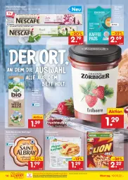 Gazetka promocyjna Netto Marken-Discount - Filial-Angebote - Gazetka - ważna od 24.09 do 24.09.2022 - strona 14 - produkty: albray, arla, aufstrich, bestpreis, bett, bio, cerealien, eduscho, eis, espresso, frucht, fruchtaufstrich, gin, kaffee, kaffeekapseln, kuchen, milch, ndk, Nescafé, nespresso, nestlé, Pfannkuchen, reis, Saint Agur, saint albray, Ti, versandkostenfrei, weidemilch