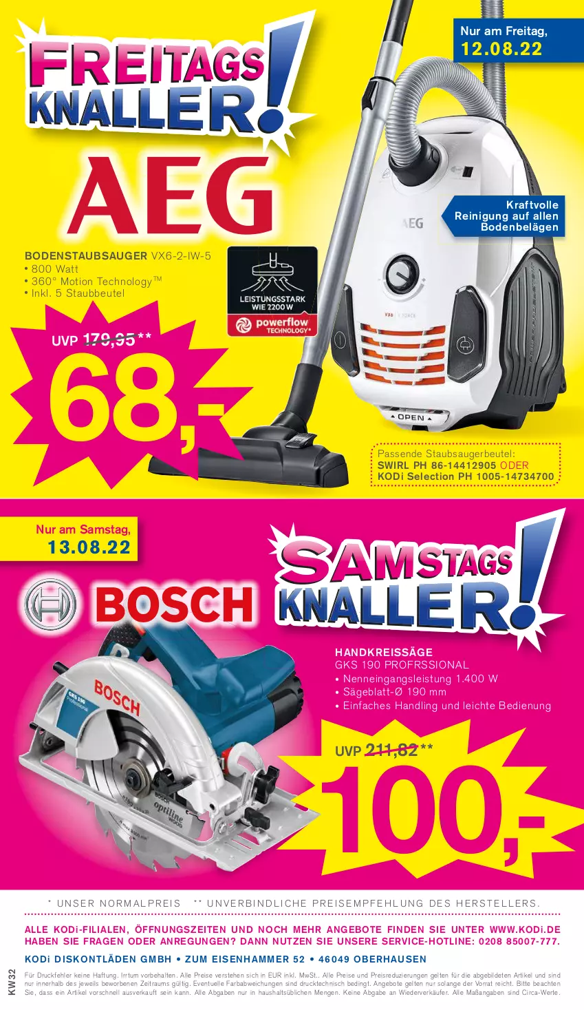 Aktueller Prospekt Kodi - Prospekte - von 06.08 bis 11.08.2022 - strona 16 - produkty: angebot, angebote, beutel, bodenstaubsauger, eis, elle, Handkreissäge, kraft, ndk, Reinigung, reis, reiss, säge, staubbeutel, staubsauger, staubsaugerbeutel, swirl, teller, Ti