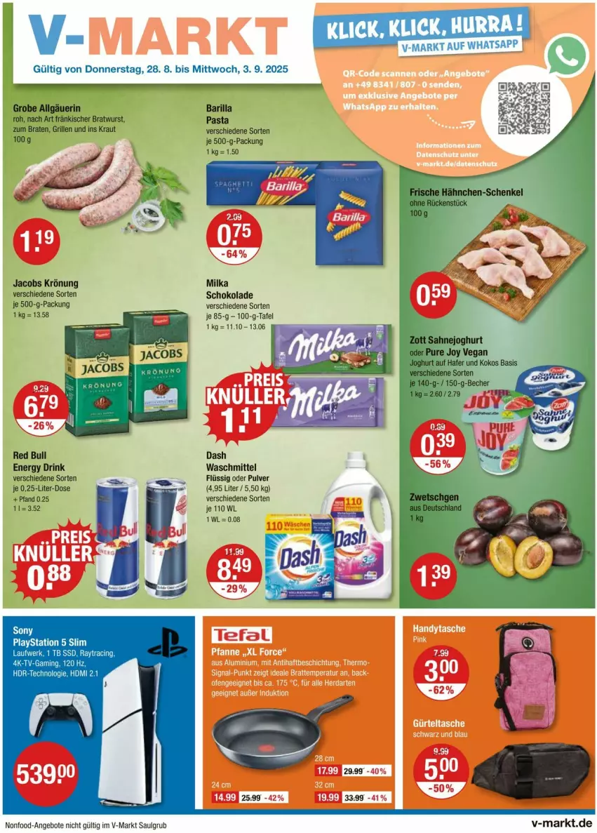 Aktueller Prospekt Vmarkt - Prospekte - von 28.08 bis 03.09.2025 - strona 1 - produkty: angebot, angebote, drink, energy drink, jacobs, jacobs krönung, LG, milka, red bull, schoko, schokolade, sony, Ti, waschmittel