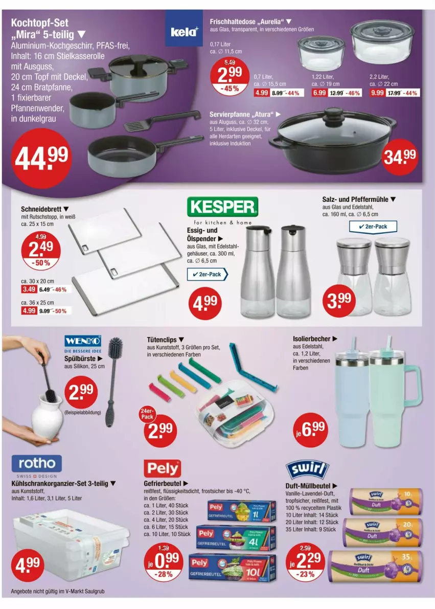 Aktueller Prospekt Vmarkt - Prospekte - von 28.08 bis 03.09.2025 - strona 12 - produkty: angebot, angebote, asti, Becher, beispielabbildung, beutel, bürste, edelstahl, eis, essig, gefrierbeutel, isolierbecher, Kochtopf, kühlschrank, lavendel, LG, müllbeutel, pfeffer, Pfeffermühle, rel, salz, schneidebrett, Schrank, Ti, topf, topf-set, Tüte, vanille, wenko