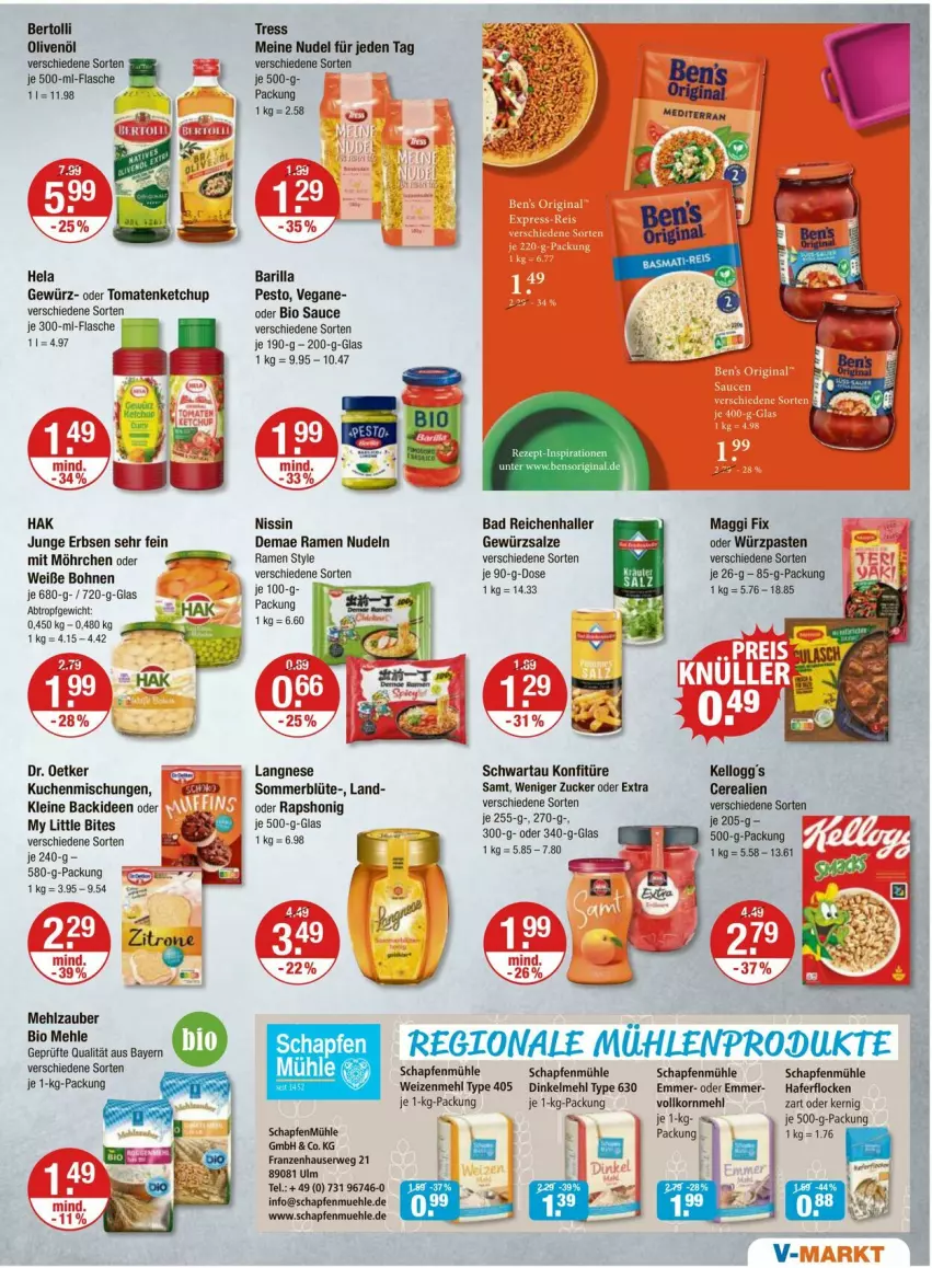 Aktueller Prospekt Vmarkt - Prospekte - von 28.08 bis 03.09.2025 - strona 7 - produkty: Bad, barilla, bertolli, bio, bites, Blüte, bohne, bohnen, cerealien, Dr. Oetker, erbsen, flasche, gewürz, gewürzsalz, Hela, honig, junge erbsen, ketchup, konfitüre, korn, kuchen, langnese, leine, maggi, maggi fix, mehl, Nissin, nudel, nudeln, olive, oliven, olivenöl, pesto, rezept, salz, sauce, Schwartau, Ti, tomate, tomaten, tomatenketchup, Weiße Bohnen, zucker