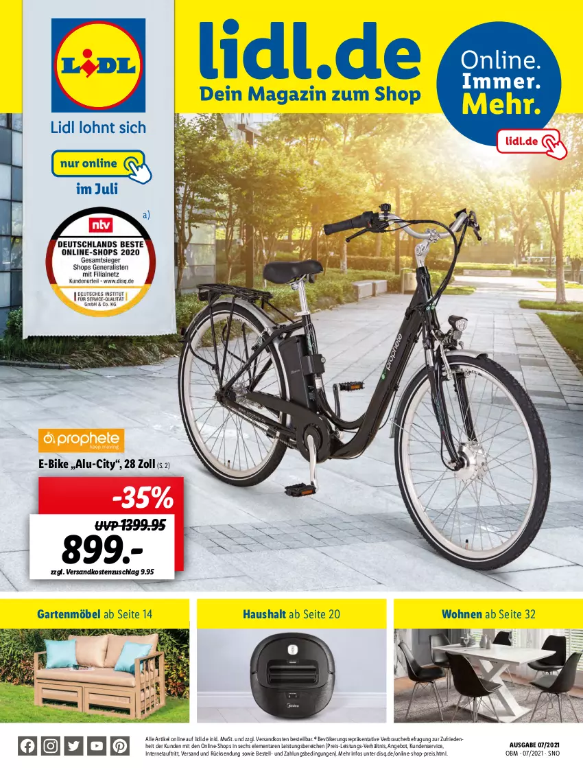 Aktueller Prospekt Lidl - Aktuelle Onlineshop-Highlights - von 01.07 bis 31.07.2021 - strona 1