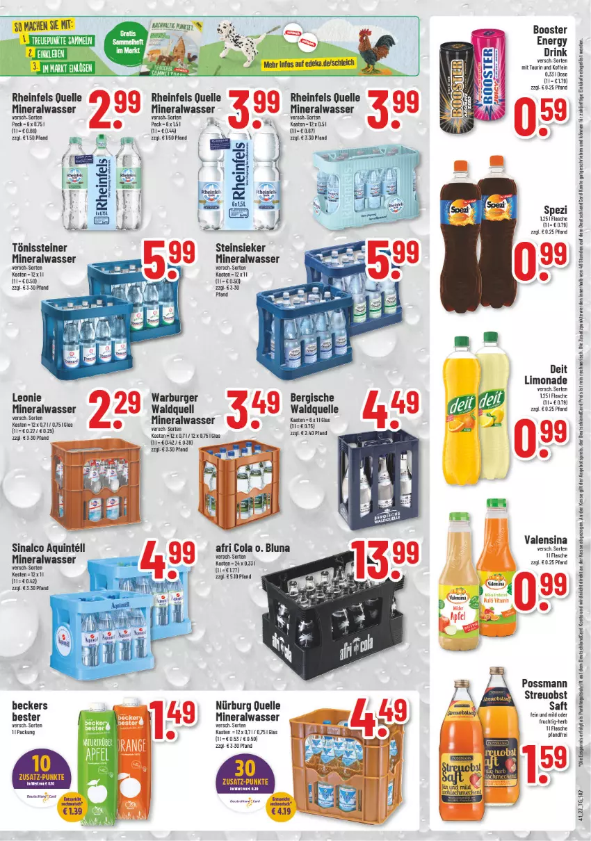 Aktueller Prospekt Trinkgut - von 10.10 bis 15.10.2022 - strona 3 - produkty: Afri Cola, Alwa, angebot, angebotspreis, Beckers Bester, burger, cola, deit, deutschlandcard, drink, eis, elle, energy drink, erde, flasche, frucht, Intel, LG, limo, limonade, mineralwasser, obst, reis, rheinfels quelle, saft, sinalco, Spezi, steiner, Steinsieker, tee, Ti, valensina, vita, Waldquelle, wasser