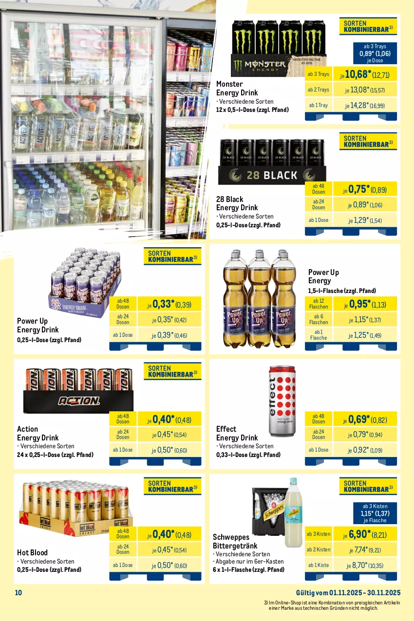 Aktueller Prospekt Metro - Monats-Mix - von 01.11 bis 30.11.2025 - strona 10 - produkty: Alwa, brunnen, drink, Effect, eis, eiskaffee, energy drink, flasche, gerolsteine, gerolsteiner, getränk, hochwald, kaffee, kakao, lack, milch, mineralwasser, monster, Monster Energy, reis, schweppes, steiner, Ti, tiefpreis, vita, volvic, wasser