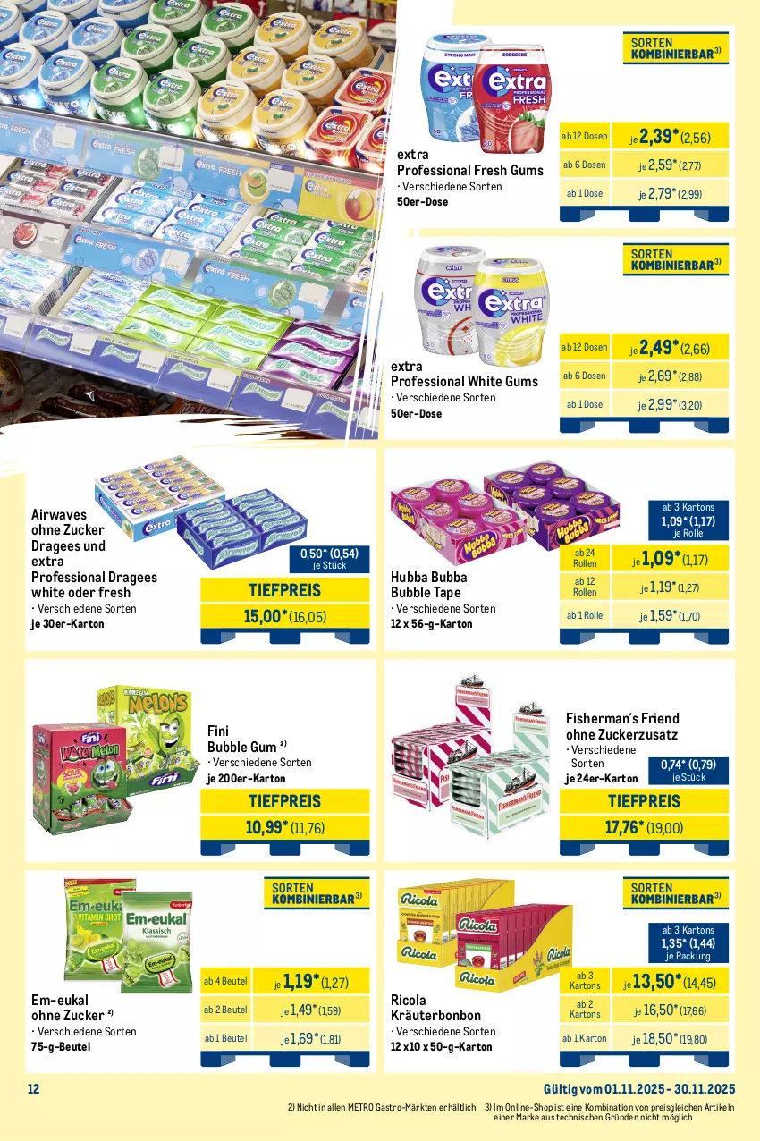 Aktueller Prospekt Metro - Monats-Mix - von 01.11 bis 30.11.2025 - strona 12 - produkty: beutel, Cap, cola, eis, frucht, fruchtgummi, haribo, kracher, kräuter, maoam, Metro, metro gastro, pilze, reis, Ricola, Ti, tiefpreis, trolli, zucker