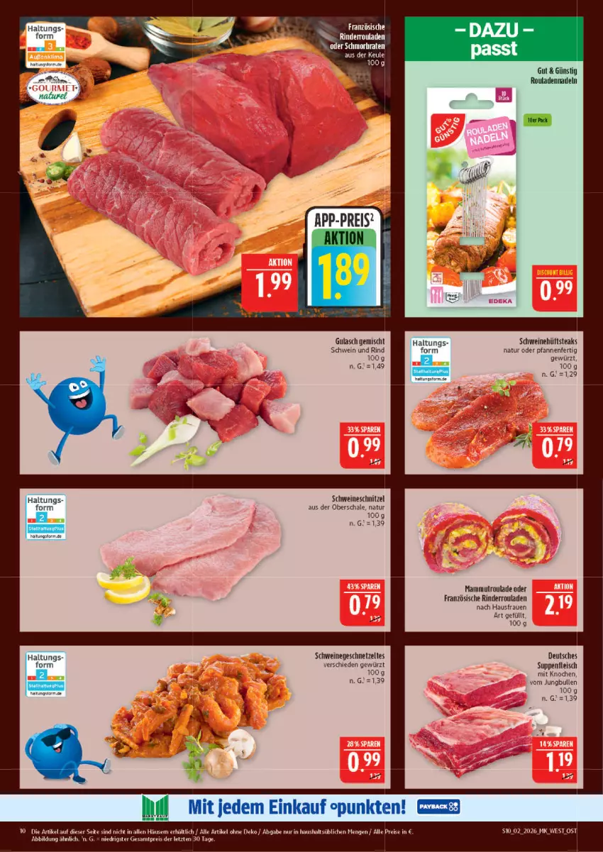 Aktueller Prospekt Marktkauf - Prospekt - von 04.01 bis 10.01.2026 - strona 10 - produkty: braten, eis, fleisch, geschnetzeltes, gewürz, gulasch, hüftsteak, hüftsteaks, jungbullen, mam, natur, pfanne, pfannen, reis, rind, rinder, Rinderroulade, rinderrouladen, rouladen, Schal, Schale, schmorbraten, schnitzel, schwein, schwein und rind, schweine, schweineschnitzel, steak, steaks, suppe, suppen, suppenfleisch, Ti, wein, weine, Zelt, ZTE