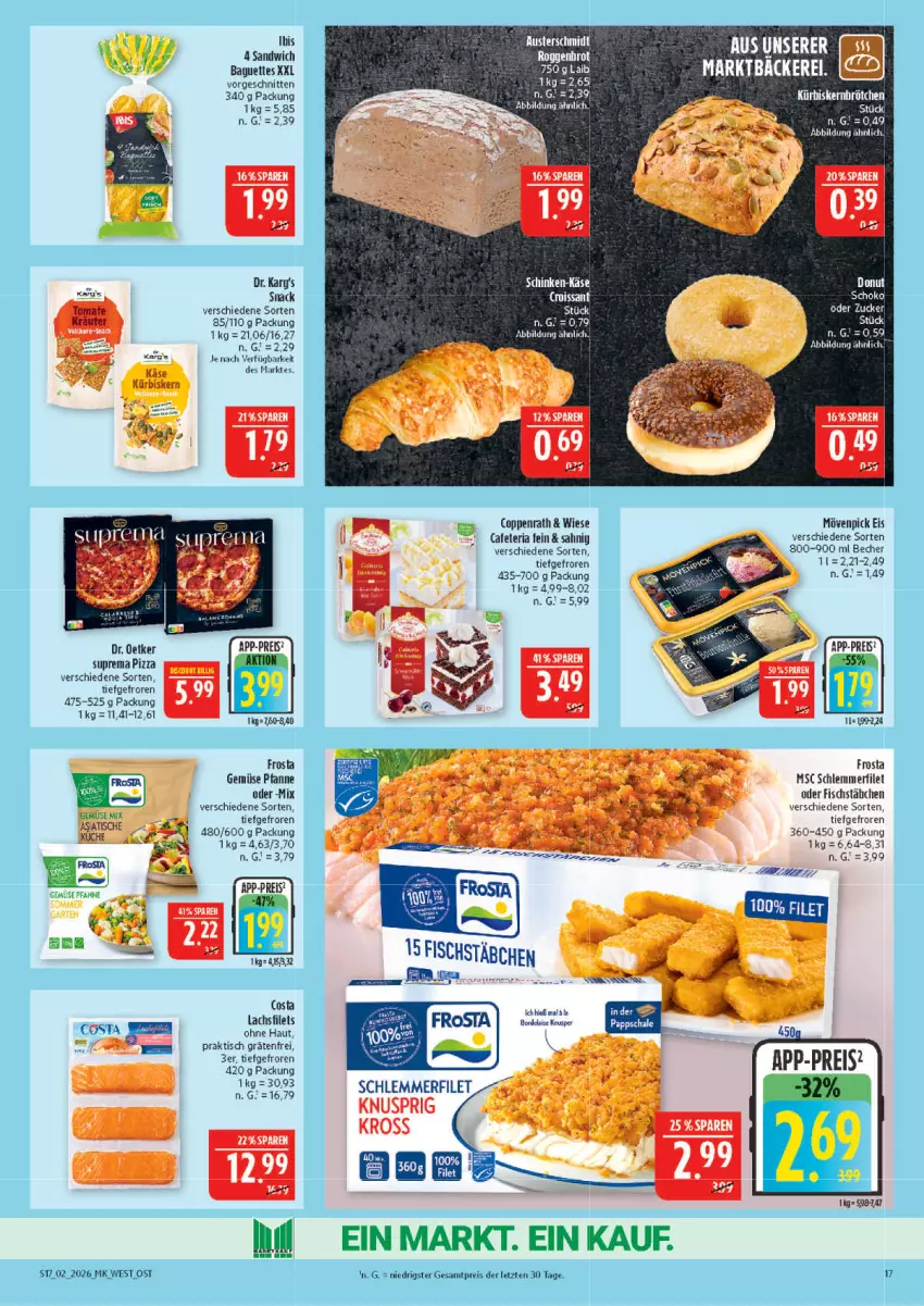 Aktueller Prospekt Marktkauf - Prospekt - von 04.01 bis 10.01.2026 - strona 17 - produkty: Becher, brötchen, coppenrath, Croissant, Dr. Oetker, eier, eis, filet, filets, fisch, fischstäbchen, frosta, Kürbis, Kürbiskernbrötchen, lachs, lachsfilet, lachsfilets, LG, mövenpick, mövenpick eis, pfanne, pizza, reis, Ria, sandwich, schlemmerfilet, snack, Ti, tisch, ZTE