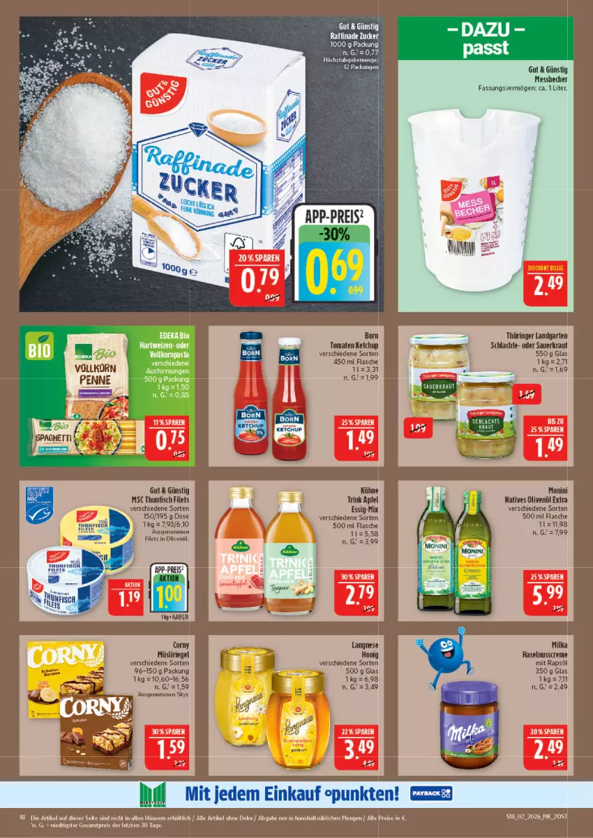 Aktueller Prospekt Marktkauf - Prospekt - von 04.01 bis 10.01.2026 - strona 18 - produkty: apfel, auer, creme, eis, essig, filet, filets, fisch, flasche, Garten, haselnuss, Haselnusscreme, honig, in olivenöl, Kraut, Kühne, langnese, milka, monin, natives olivenöl, nuss, olive, oliven, olivenöl, olivenöl extra, Raffinade Zucker, rapsöl, reis, ring, Sauerkraut, Skyr, thunfisch, thunfisch filets, Ti, tomate, tomaten, ZTE, zucker