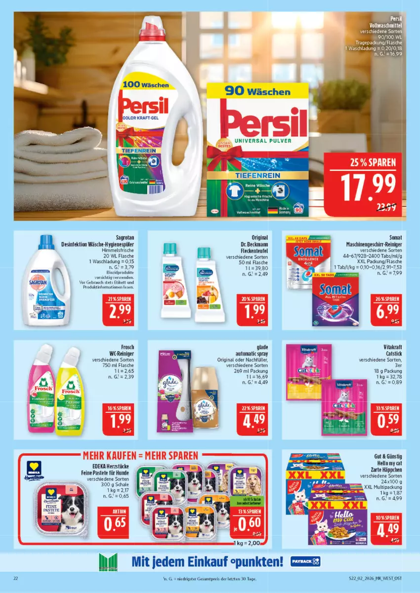 Aktueller Prospekt Marktkauf - Prospekt - von 04.01 bis 10.01.2026 - strona 22 - produkty: auto, bio, biozidprodukte, deka, Desinfektion, Dr. Beckmann, eis, ente, flasche, Frosch, geschirr, gin, Glade, hygienespüler, kraft, pastete, Rauch, reiniger, reis, rwe, sagrotan, Schal, Schale, somat, Ti, universal pulver, vita, vitakraft, wc-reiniger, ZTE