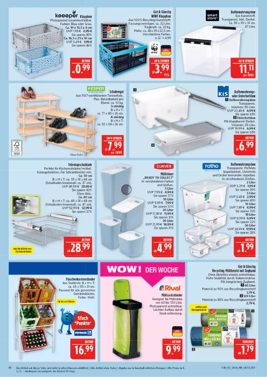 Aktueller Prospekt Marktkauf - Prospekt - von 04.01 bis 10.01.2026 - strona 40 - produkty: aufbewahrungsbox, Bau, bett, beutel, Brei, Clin, decke, Deckel, eimer, eis, flasche, getränk, getränke, Holz, kraft, küche, Küchen, leimer, möbel, müllbeutel, passend für alle, regal, reis, Ria, sac, Schrank, schubladen, schuhregal, Teleskop, Ti, uhr, ZTE