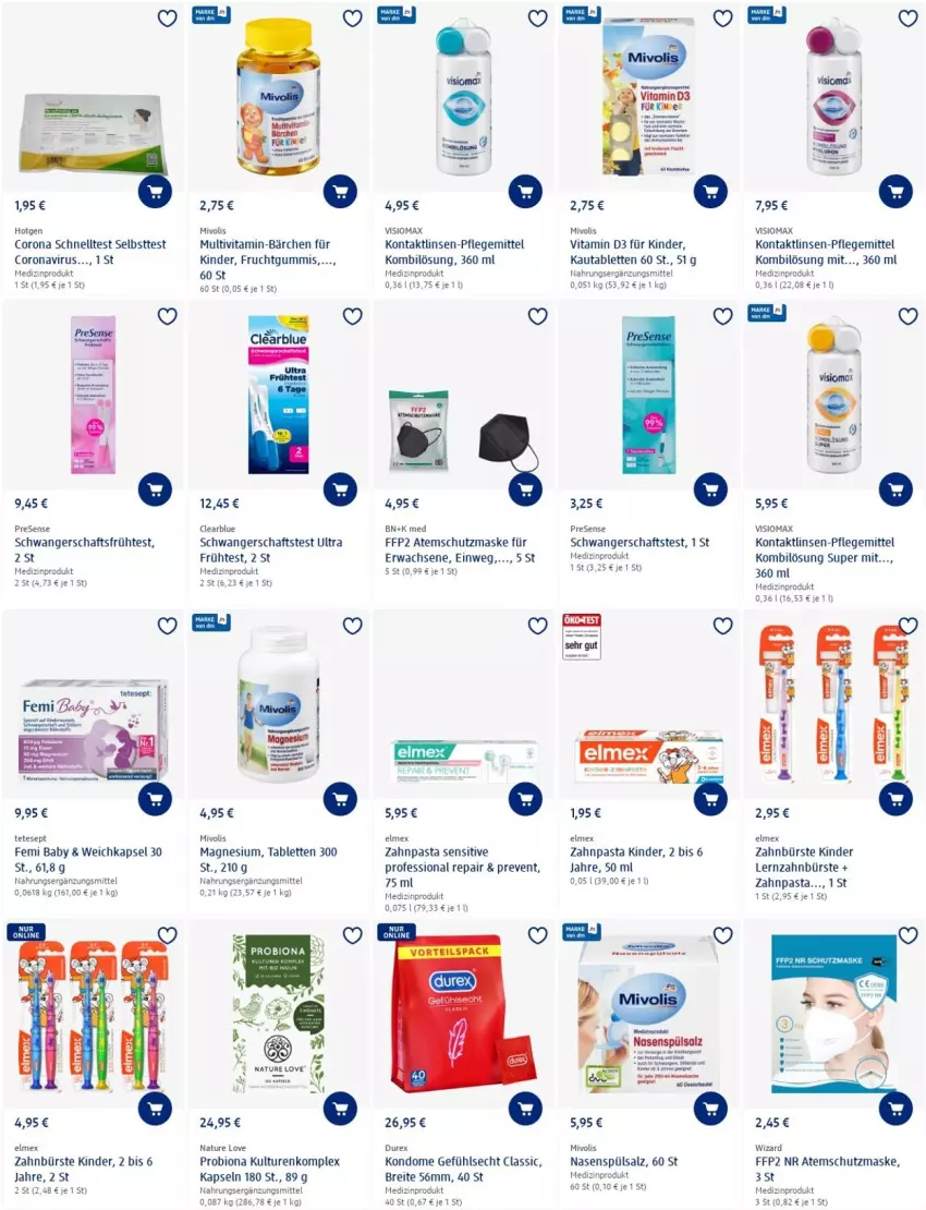 Aktueller Prospekt Dm Drogerie - Prospekte - von 07.07 bis 13.07.2022 - strona 6 - produkty: Atemschutzmaske, bio, Brei, bürste, Clearblue, corona, Durex, elmex, FFP2, frucht, fruchtgummi, fruchtgummis, Kinder, Kondome, linsen, magnesium, Maske, medizinprodukt, natur, pasta, rwe, salz, Schnelltest, Schwangerschaftstest, tablet, tablett, Tablette, Ti, Visiomax, vita, Vitamin D, zahnbürste, zahnpasta